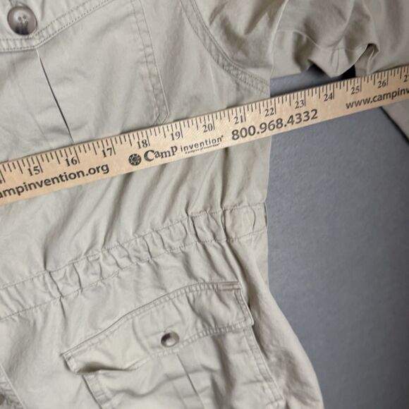 Vtg Norm Thompson Lightweight Utility Jacket Cinch Waistband Khaki Sz Petite XL - Picture 3 of 7
